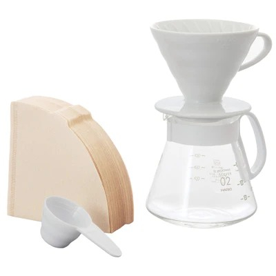V60白色02濾杯咖啡壺組 (磁石濾杯+咖啡壺+濾紙+量匙/XVDD-3012W)