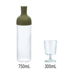 酒瓶冷泡茶壺750ml+清透玻璃高腳杯組(橄欖綠)