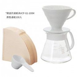 V60白色02濾杯咖啡壺組 (磁石濾杯+咖啡壺+濾紙+量匙/XVDD-3012W)