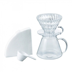 SIMPLY V60清透玻璃手沖組 (玻璃濾杯+咖啡壺+濾紙+量匙/S-VGBK-02-T)