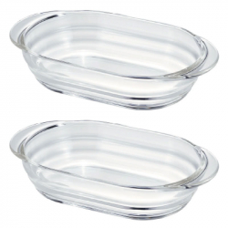 長型焗烤盤2件組 600ml x2 耐熱玻璃烤盤 千層麵盤 烤箱料理 HGZO-1812