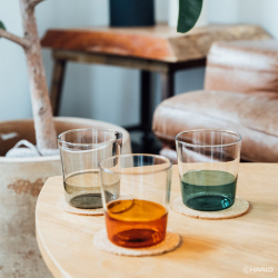 半影透光玻璃杯 360ml 耐熱玻璃 琥珀色 橄欖綠 霧灰 咖啡杯 水杯 (HCHG-360)